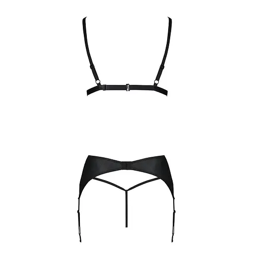 Комплект із еко-шкіри Passion Miley Set black: трусики L/XL - фото 4