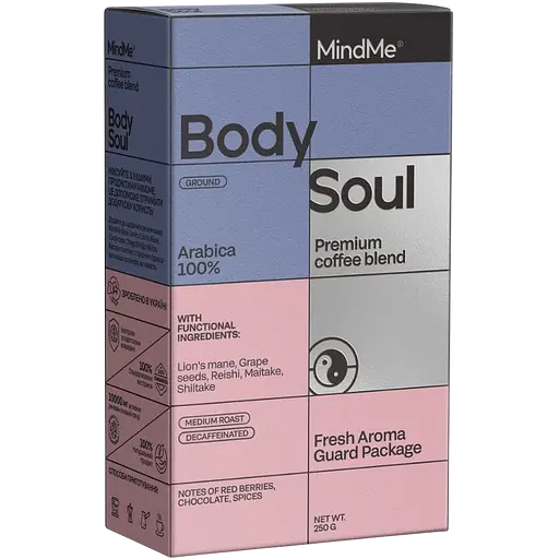 Набор: кофе MindMe Body & Soul декафеиновая функциональная молотая 250 г + коллагеновые сливки с кокосовым молоком MindMe Beauty Creamer 210 г - фото 2