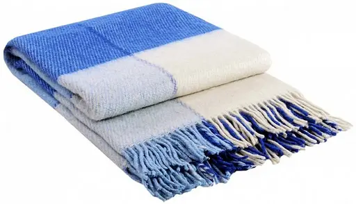 Плед вовняний Vladi Ельф 140х200 біло-сіро-блакитний-кобольт 1 - фото 1