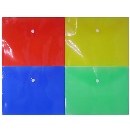 Папка-кнопка А5, 16 мкм, матова, 17x24 см, 4 кольори, 4 шт. в упаковці