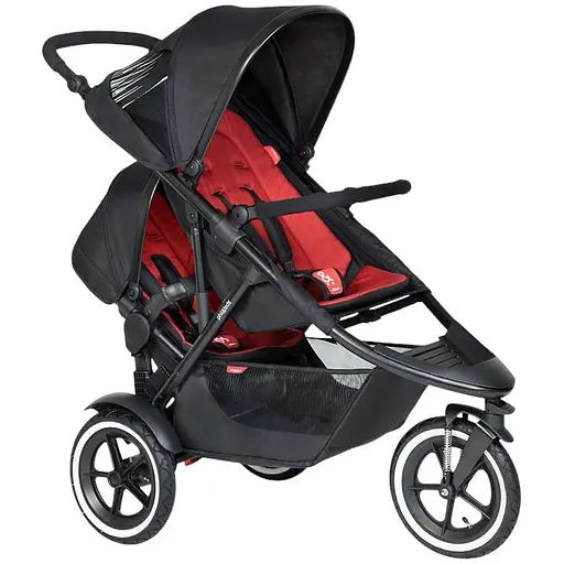 Беговая коляска для погодок и двойни Phil&Teds Sport + вкладка, красный