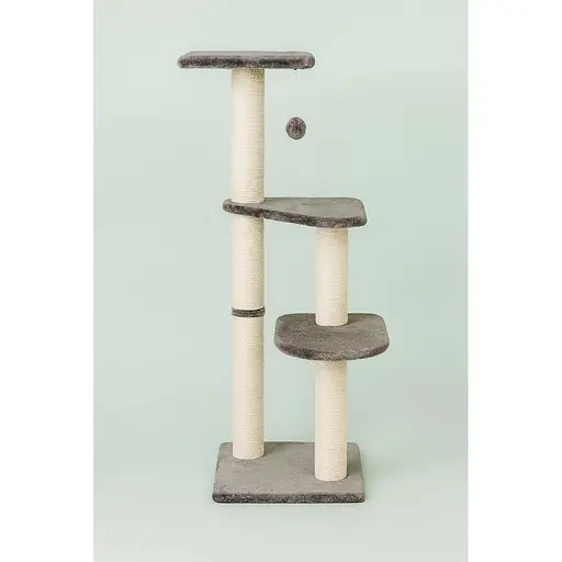 Когтеточка-комплекс Trixie Altea для кошек с игрушкой на веревке сизаль/плюш серая 40х40х117 см [CD] - фото 2