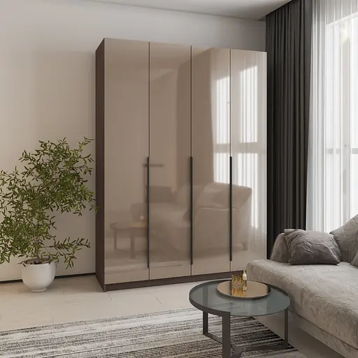 Шафа 4-дверна MebelStar Оскар Gloss BL-B, стандарт 160x52x220 см Дуб рістрето/Латте (MBS-5265) - фото 1