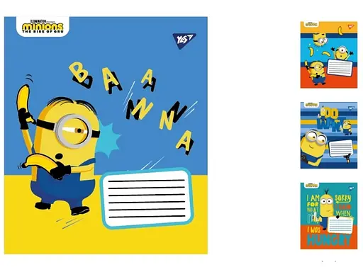 Зошити учнівські 12 аркушів лінія. YES Minions2, 25 шт. в упаковці