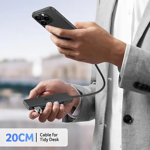 Acer USB C Hub 4 порти, кілька USB 3.0 Hub, USBC Splitter для ноутбука з портом живлення TypeC, подовжувач для ноутбука, ПК - фото 5