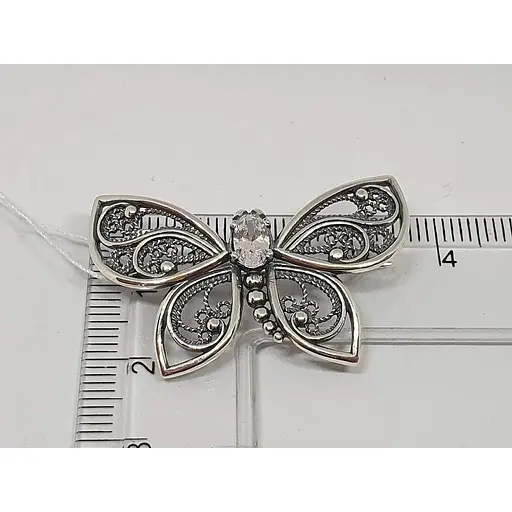 Серебряная брошь Ирий Бабочка с фианитами. 9532 - фото 4