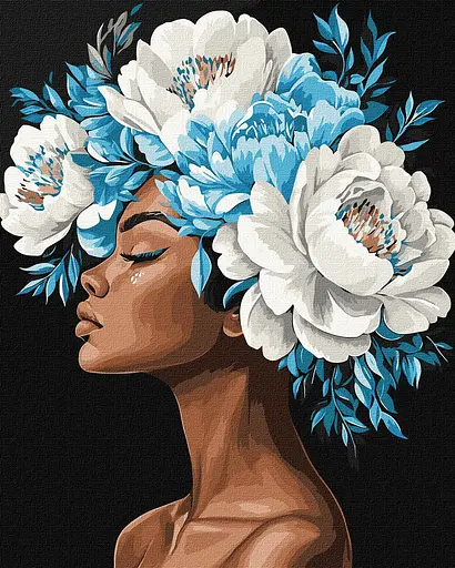 Набір для розпису по номерах Блакитна гармонія з фарбами металік extra, Ideyka, 40x50 см, КНО8523