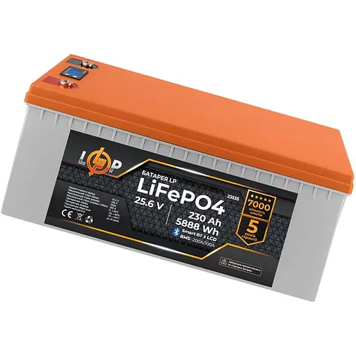 Акумулятор LogicPower LiFePO4 LCD Smart BT 24V 25.6V/230Ah/5888Wh BMS 200A/100А (23535) [109616] - фото 4