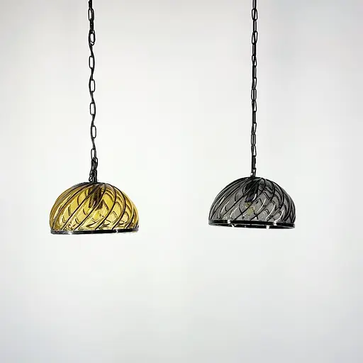 Підвісний світильник з відкритим скляним плафоном Line.F Колір плафона Янтарний - фото 1