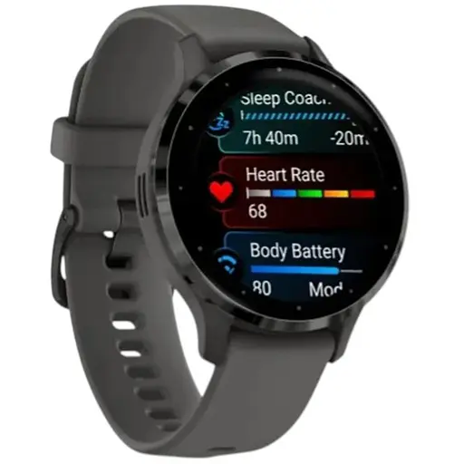 Смарт-часы Garmin Venu 3S со сланцевым стальным безелем и серым силиконовым ремешком