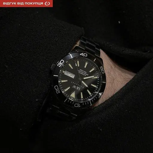 Мужские механические наручные часы Carnival Shark 10 Bar (Черные) - фото 5