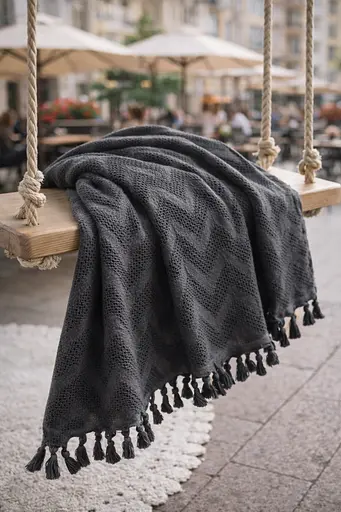 Плед-покрывало Cotton TURComFor хлопок темно-серый евро 200х230 см. TC303375972 - фото 2