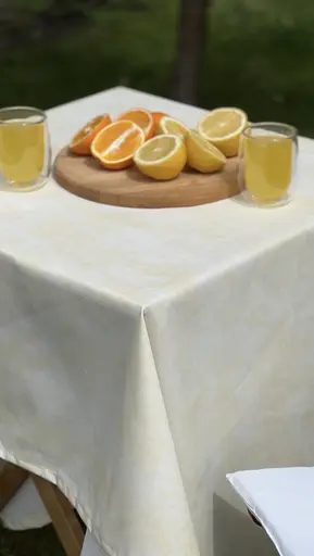 Водоотталкивающая скатерть Мрамор песочный 280х140 см (+ 6 салфеток 30х40 см) - фото 9