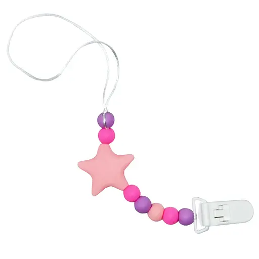 Цепочка для пустышки "Звезда" Mega Zayka MGZ-0512(Pink) силиконовая - фото 1
