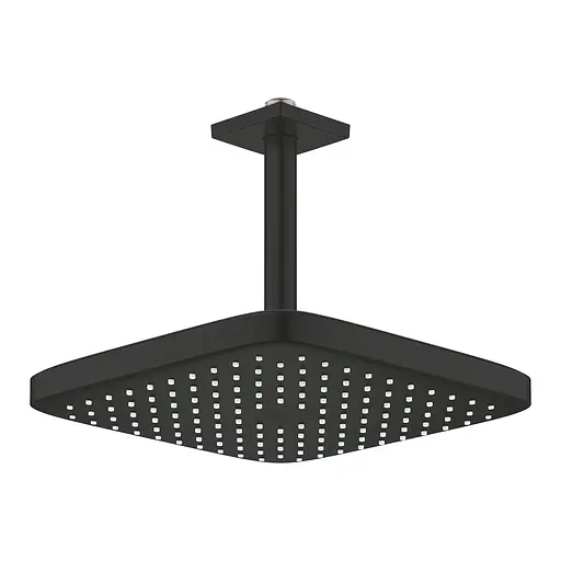 Верхний душ с потолочным душевым кронштейном 142 мм, 1 режим струи Grohe Tempesta 250 Cube 266882430, Черный матовый - фото 2