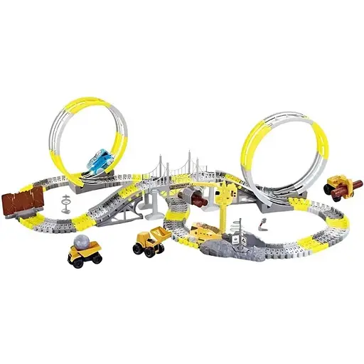 Трек 386 Будівельна техніка 231 деталь, машинка з підсвіткою, декорації, в коробці