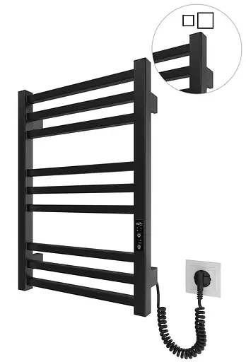 Электрический полотенцесушитель HF London 570x430 black matte 6.1.0100.06.BM, Черный матовый, универсальное (коннектор), Электронный - фото 1