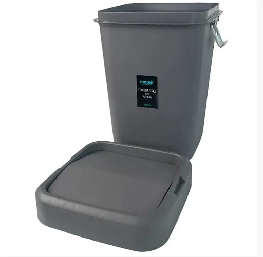 Мусорное ведро Motek на 18 л с поворотной крышкой 27.5х27.5х41 см Антрацит (COB-411)  - фото 2