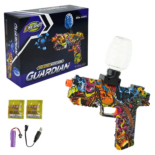 Пистолет, аккумулятор, стреляет гелевыми пулями, 28x20x8.5 см