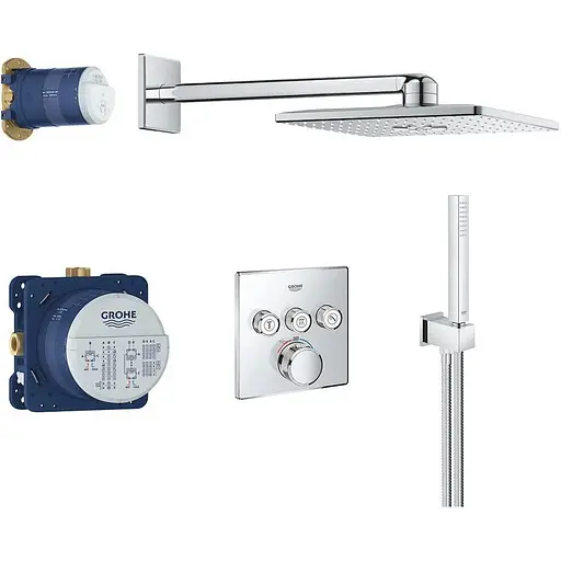 Душова система прихованого монтажу Grohe Grohtherm Cube 34804000, Хром - фото 1