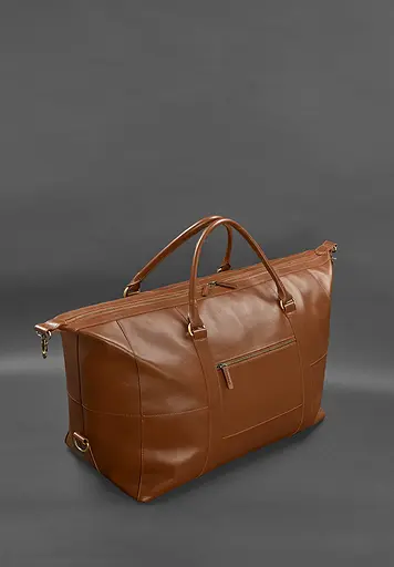 Кожаная дорожная сумка светло-коричневая Краст - фото 2