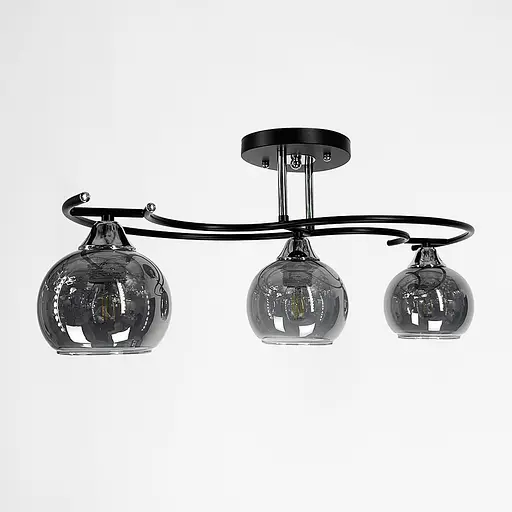 Современная люстра в черном корпусе на 3 графитовых плафона Line.F 11585/3D - фото 5