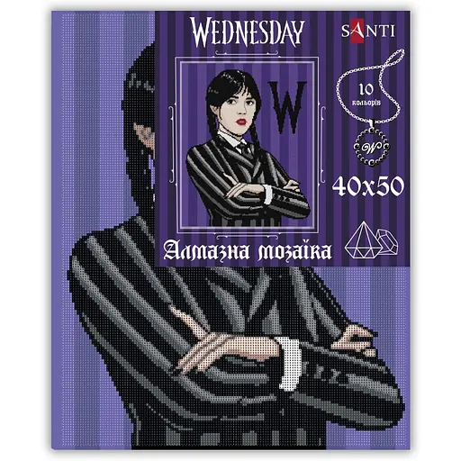 Алмазна мозаїка Santi Wednesday Addams на підрамнику 40х50 см (955333) - фото 2