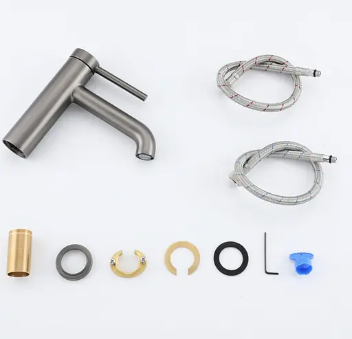 Смеситель для умывальника Gappo G1006-9 серый Gungrey Графитовый хром - фото 3