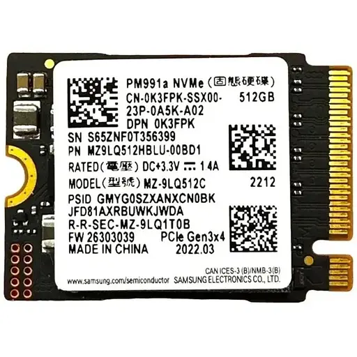 Накопичувач SSD Samsung M.2 2230 512GB (MZ-9LQ512C) Б/В - фото 1