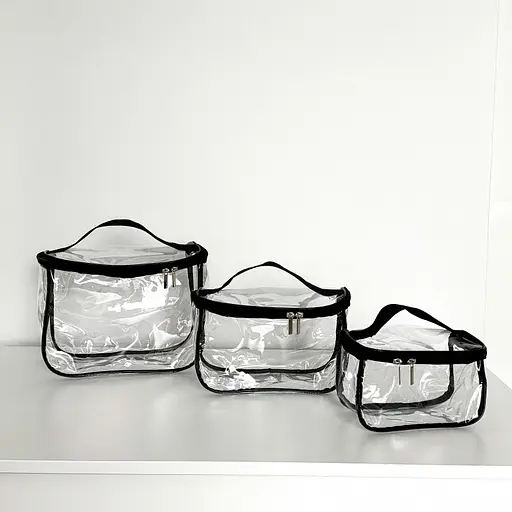 Набір з трьох косметичок-валізок (чорний) - фото 1