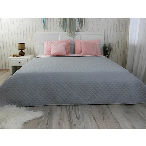 Покрывало велюр Pink and Grey Руно ромб 180 х 220 см (340.55 Pink and Grey ромб) - фото 2