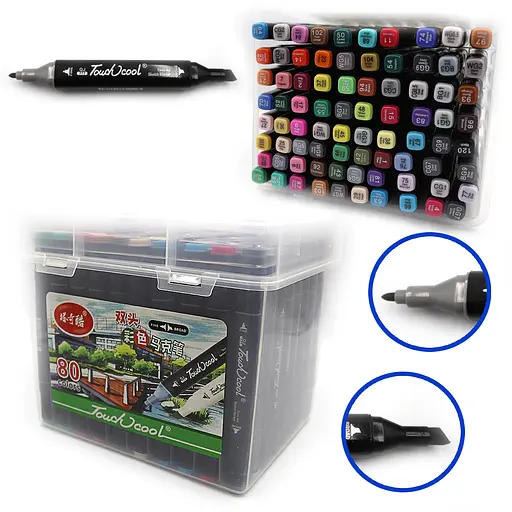 Набор скетчмаркеров TouchCool, 80 цветов, чемоданчик, 0229-80