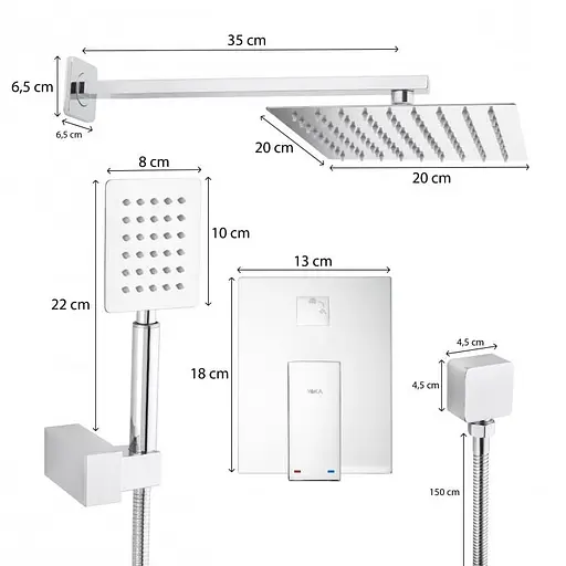 Душова система прихованого монтажу Yoka Dual хром + BOX BP.DUAL, Хром - фото 11