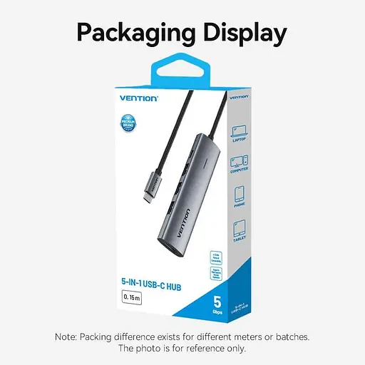 USB-хаб Vention USB 3.0 Type-C — 4xUSB 3.0/1xUSB-C, 5 Гбит/с, черный (TGZHB) - фото 11