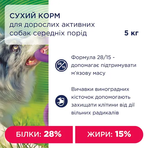 Сухой корм для взрослых активных собак средних пород Club 4 Paws Premium Active 5 кг - фото 4
