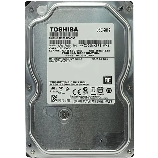 Жёсткий диск 3.5" Toshiba 500GB (DT01ACA050) Б/У - фото 1
