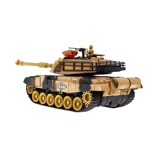 Детский танк на дистанционном управлении пульт звуки светодиод 1:18 бежевый 0139 - фото 4