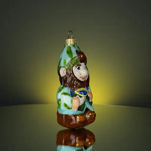 Ялинкова прикраса Різдвяні історії Гном з пташкою скло (4820001045048) - фото 3