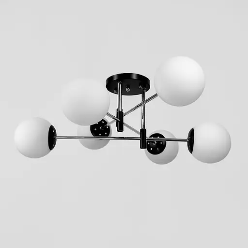 Потолочная люстра на 6 белых плафонов Ø 65 см | Ст. 91177/6 CH+BK+WT | Line F - фото 1