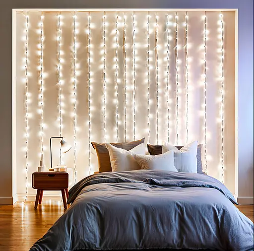 Новорічна гірлянда штора GarlandoPro 3х3 м 192 LED кімнатна білий провід Біле світло ZWM33192LEDW