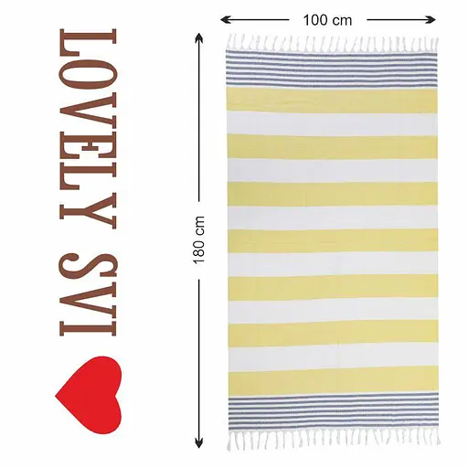 Рушник пештемаль Lovely Svi бавовняний, пляжний, хамам, spa - XХL 100x180 см Yellow/Blue Stripes (8032025) - фото 4