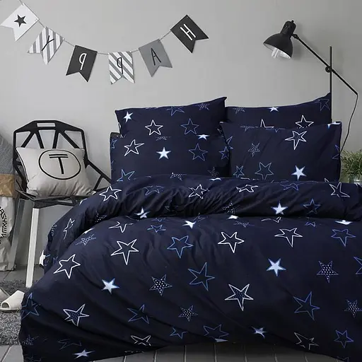 Семейный постельный комплект бязь синего цвета 328133