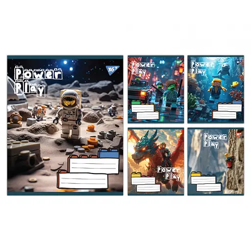 Зошити учнівські 12 аркушів коса лінія Yes Power Play, 25 шт. в упаковці