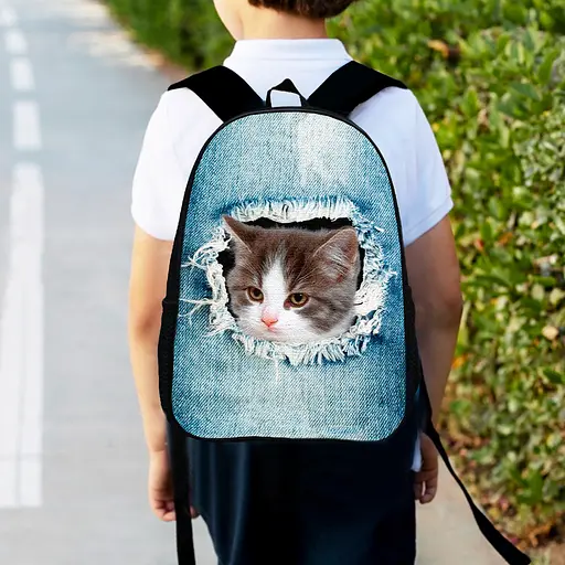 Рюкзак детский с котом 34х27 см, ранец городской с котиком для мальчика, девочки (00481)