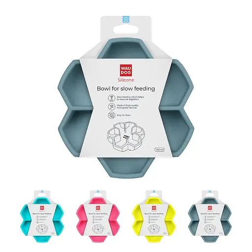 Миска для повільного харчування Waudog Silicone 750 мл сірий - фото 2