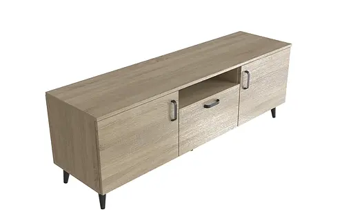 Тумба Лестер на конусних ніжках Ferrum-decor 48x139x38 Чорний метал ДСП Дуб Сонома 16 мм (FRD-106804)