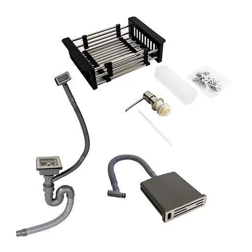 Кухонная мойка 60x50 нержавейка Platinum Handmade с подставкой для ножей, Нержавеющая сталь - фото 8