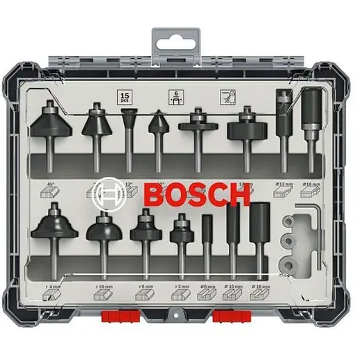 Набор комбинированных фрез Bosch Professional 6 мм 15 шт. (2.607.017.471)