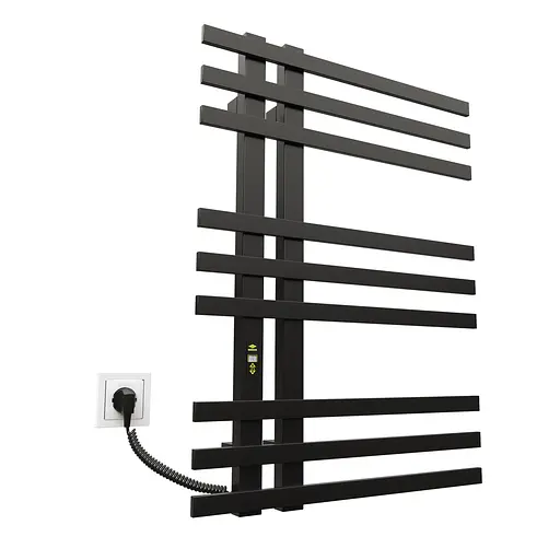 Электрический полотенцесушитель Kosser Браш 800x600 EL тайм. черный ДБ01EL, Черный матовый, Левое - фото 1