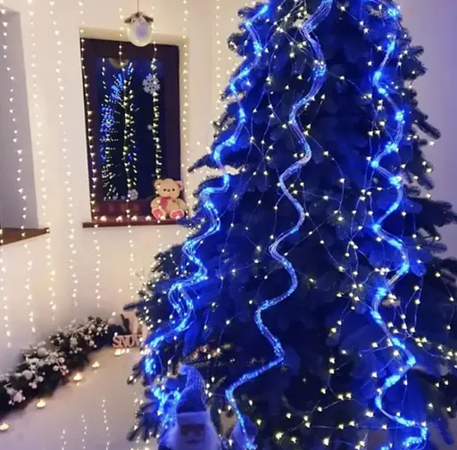 Новогодняя конусная гирлянда 3 м 20 нитей 600 LED лампочек Cиний - фото 8